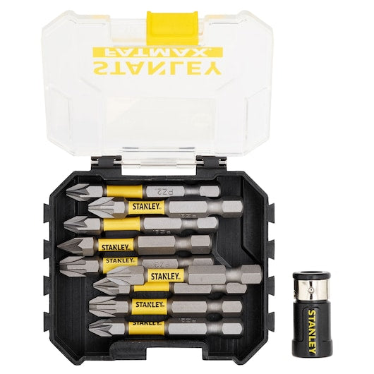 Conjunto de 10 bits de chave de fenda de torção Stanley (STA88565-XJ) FATMAX® de 50 mm com ímã em anel.