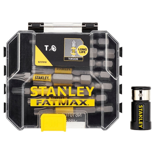 Conjunto de 10 bits de chave de fenda de torção Stanley (STA88566-XJ) FATMAX® de 50 mm com ímã em anel.