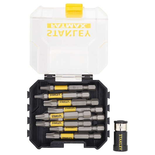 Conjunto de 10 bits de chave de fenda de torção Stanley (STA88566-XJ) FATMAX® de 50 mm com ímã em anel.