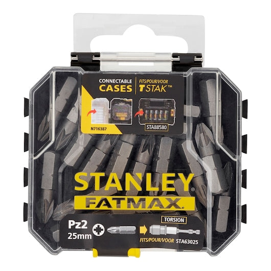Stanley (STA88567-XJ) FATMAX® 25mm Pontas de Chave de Fenda para Armazenamento em Massa (PZ2 x20)