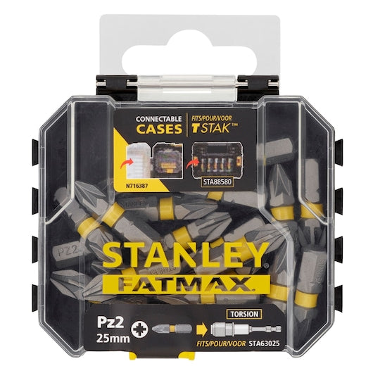 Stanley (STA88568-XJ) FATMAX® 25mm Ponta de chave de fenda de torção para armazenamento em grande quantidade PZ2 x20