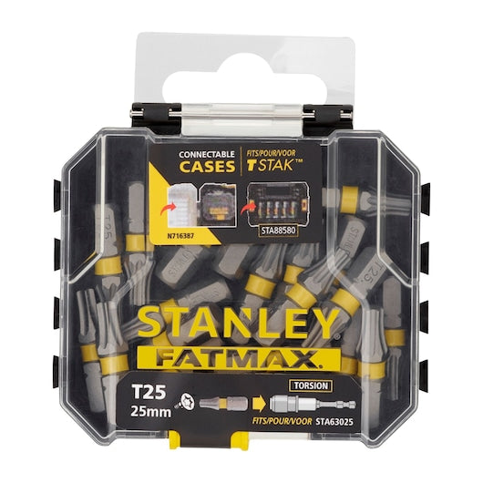 Punta de destornillador de torsión Stanley (STA88571-XJ) FATMAX® de 25 mm, almacenamiento a granel pequeño T25 x 20