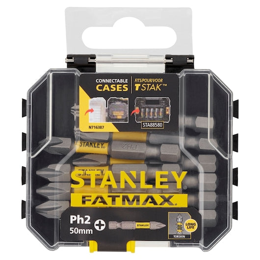 Stanley (STA88573-XJ) FATMAX® 50mm PH2 Torsion Screwdriver Bits Small Bulk Storage (10 Pk)