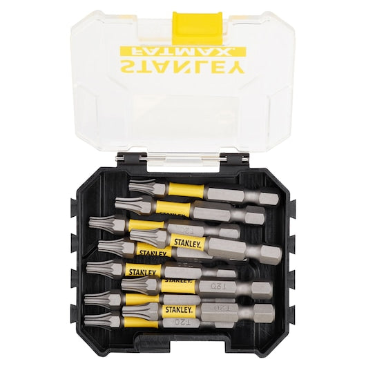 Conjunto de 10 bits de chave de fenda de torção Stanley (STA88574-XJ) FATMAX® de 50 mm, tamanho pequeno, T20