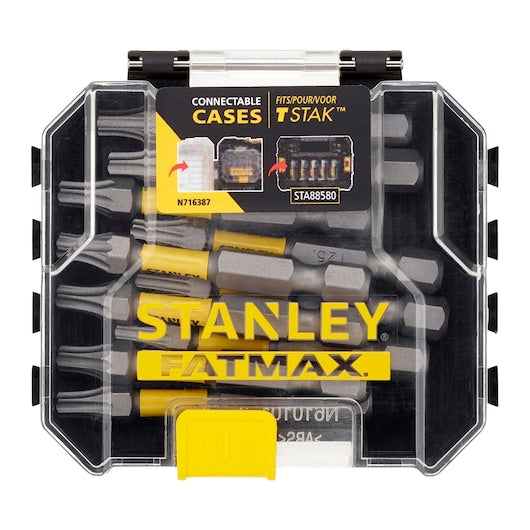 Conjunto de 10 bits de chave de fenda de torção Stanley (STA88575-XJ) FATMAX® de 50 mm, tamanho pequeno, T25
