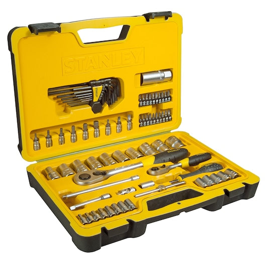 Jogo de Chaves de Caixa Stanley (STHT0-73927) - 75 peças 1/4" 1/2" Cromado Acetinado