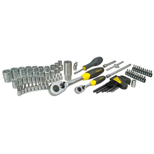 Jogo de Chaves de Caixa Stanley (STHT0-73927) - 75 peças 1/4" 1/2" Cromado Acetinado