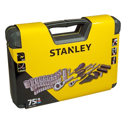 Jogo de Chaves de Caixa Stanley (STHT0-73927) - 75 peças 1/4" 1/2" Cromado Acetinado