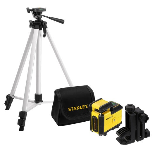 Nível a laser Stanley (STHT77641-1) com linhas cruzadas de 360° na cor verde, com tripé e estojo.