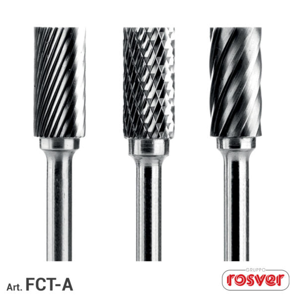 Fresas de topo em metal duro com forma cilíndrica Fast Grinder (FCT-A) e cabeça lisa.