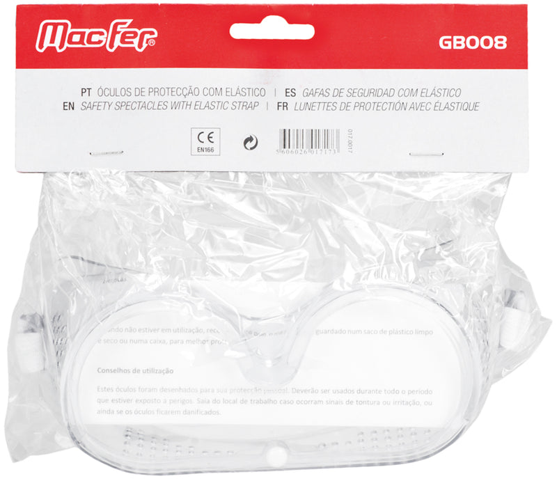 Macfer (GB008) Safety Goggles with Elastic