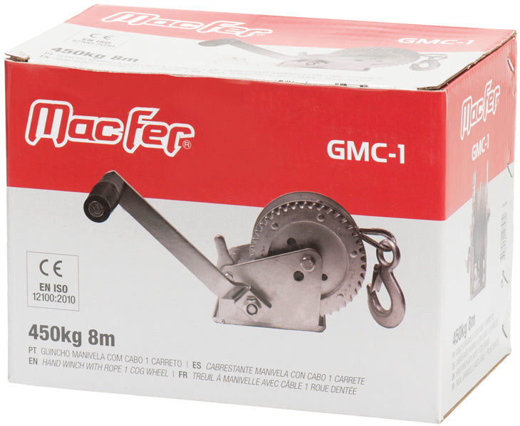Macfer (GMC-1) Hand Crank Winch with Cable 1 Gear