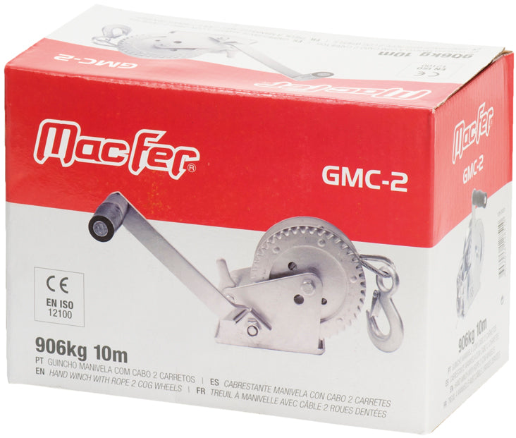 Macfer (GMC-2) Hand Crank Winch with Cable 2 Gears