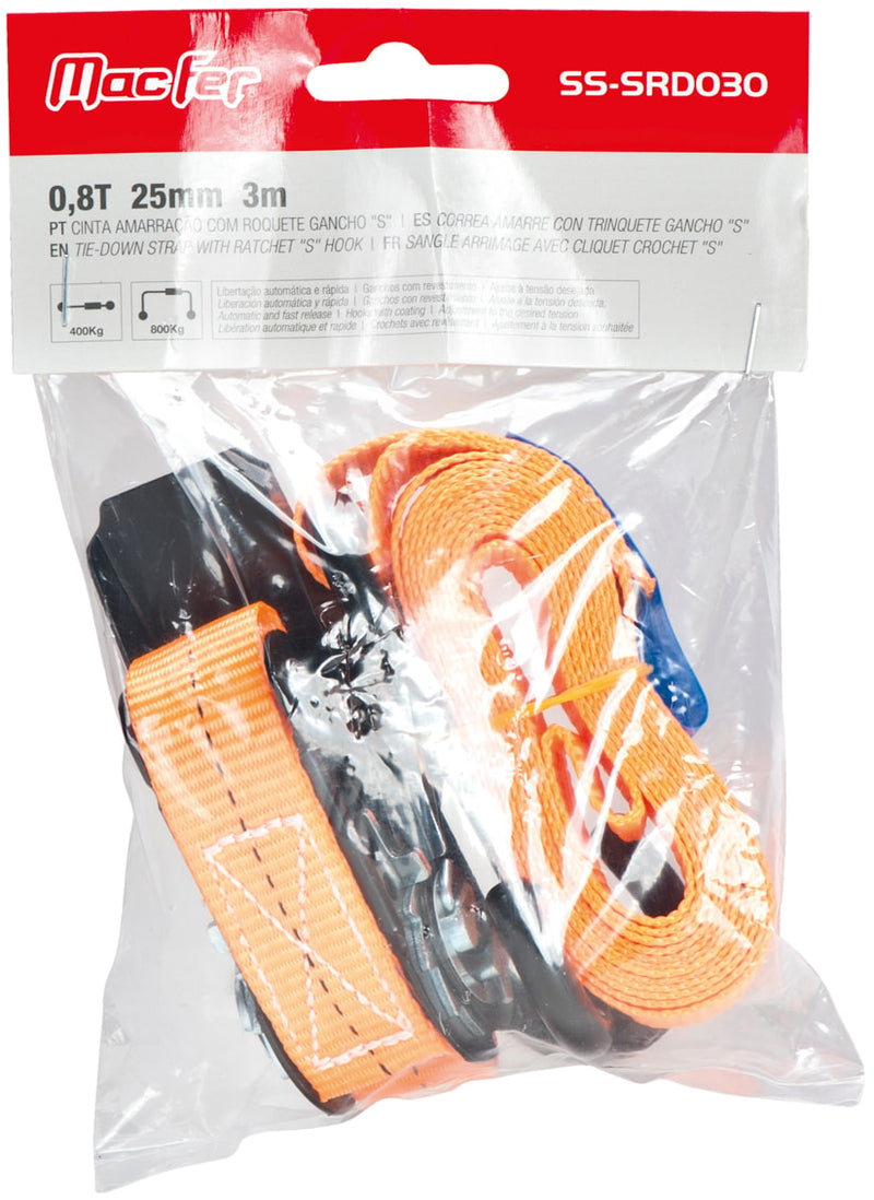 Tie-Down Strap With Ratchet "S" Hook (SRD030-S)