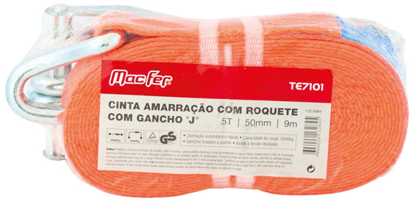 Macfer (SRD011-J) Ratchet Lashing Strap with "J" Hook
