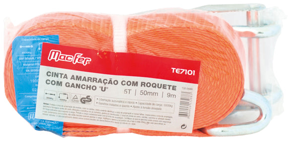 Macfer (SRD011-U) Ratchet Lashing Strap with "U" Hook