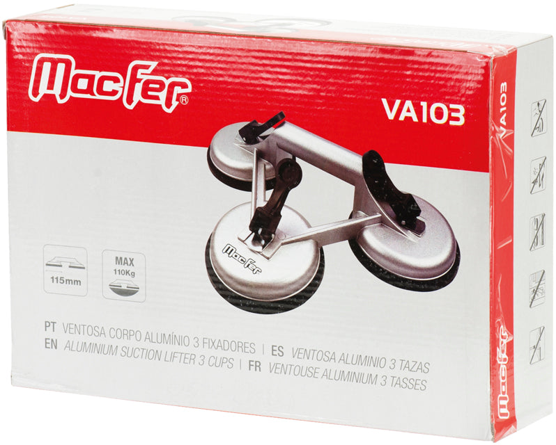 Ventosa de aluminio de 3 cabezales Macfer (VA103)