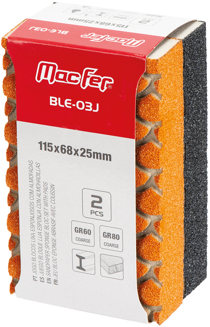 Macfer (BLE-03J) Sponge Sanding Block Set with Pads