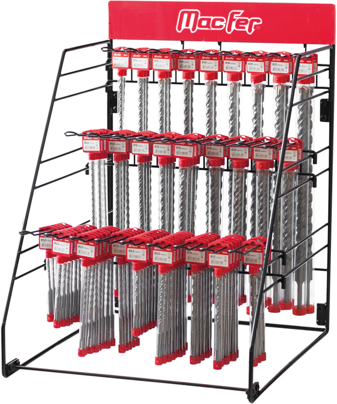 Macfer (3500-EXP) SDS-Plus Diamond Tip Drill Bit Display 4 Cutting Edges