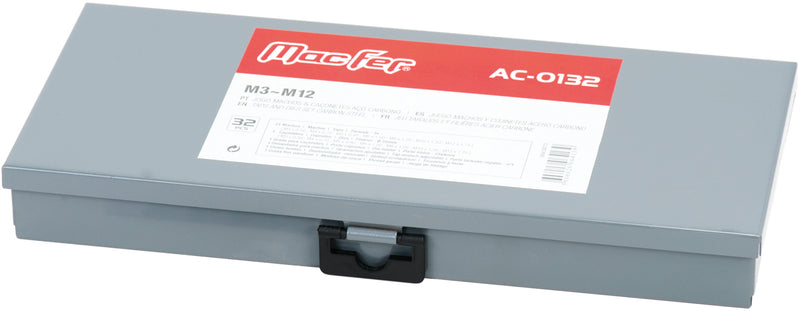 Juego de machuelos y tarrajas de acero al carbono Macfer (AC-0132)