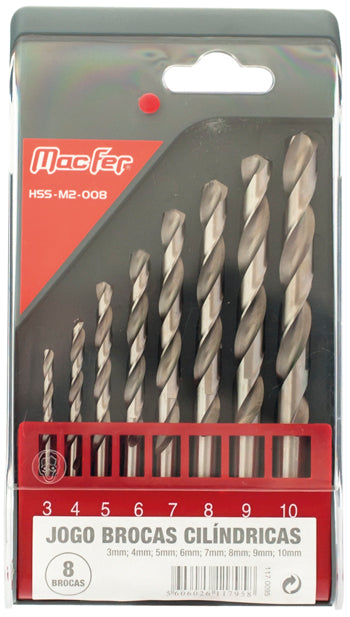 Macfer (HSS-M2-008) Cylindrical Drill Bit Set