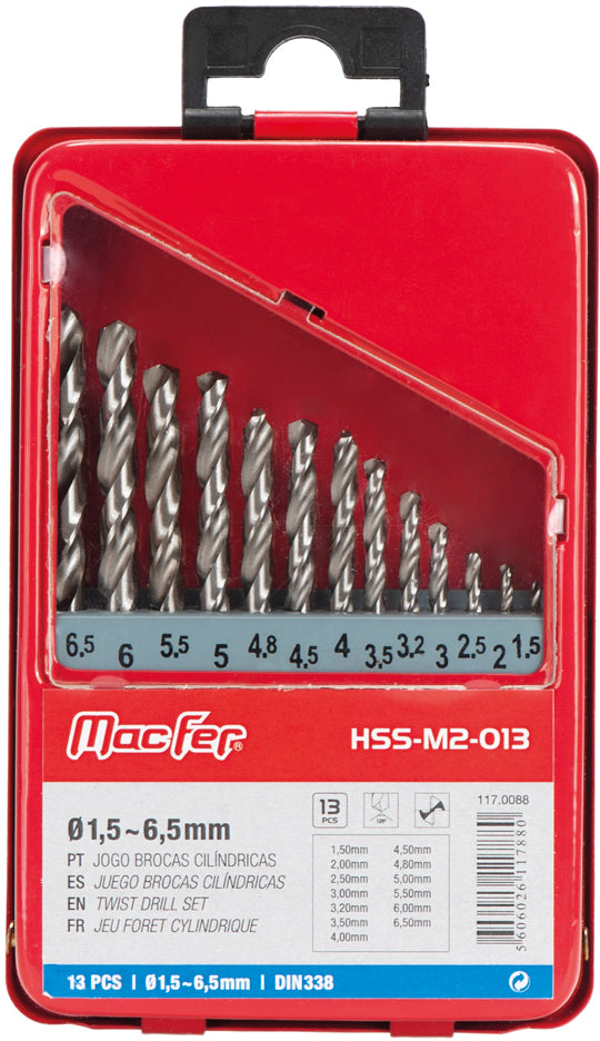Jogo Brocas Cilíndricas Macfer (HSS-M2-013)