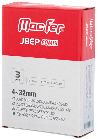 Juego de brocas escalonadas HSS-M2 Macfer (JBEP Combi)