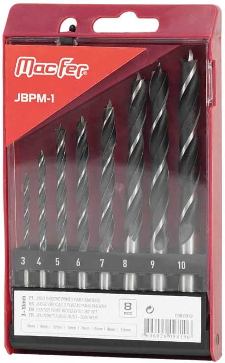 Set Of Point Drill Bits For Wood (JBPM-1)