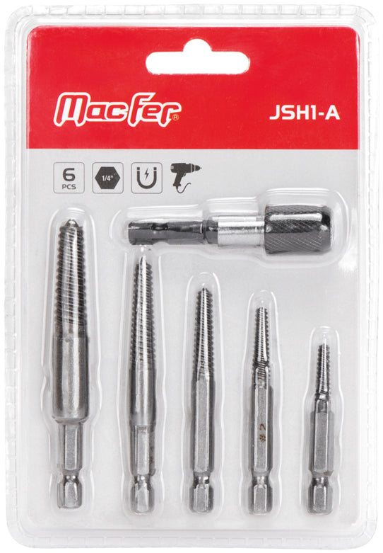 Juego de extractores de pernos hexagonales Macfer (JSH1-A) con adaptador magnético