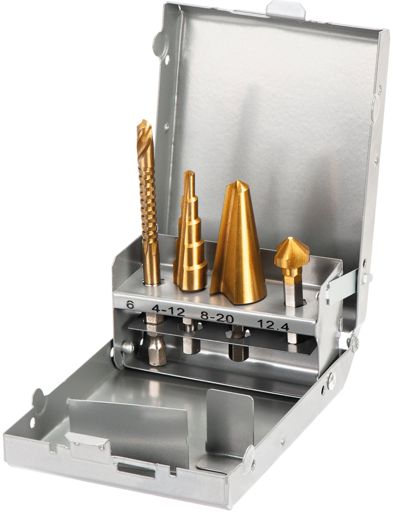 Juego de brocas escalonadas Macfer (PTHSD102) de HSS-M2 mixto con recubrimiento de TiN