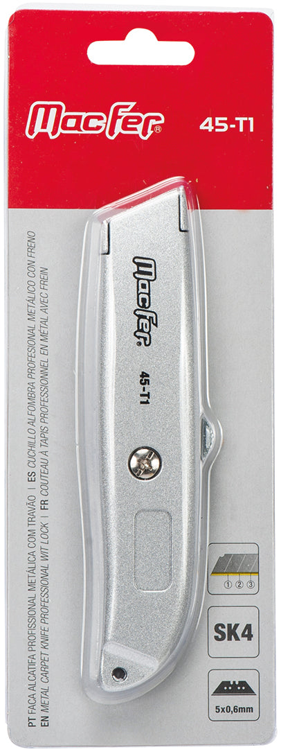 Macfer (45-T1) Professional Metal Utility Knife with Lock