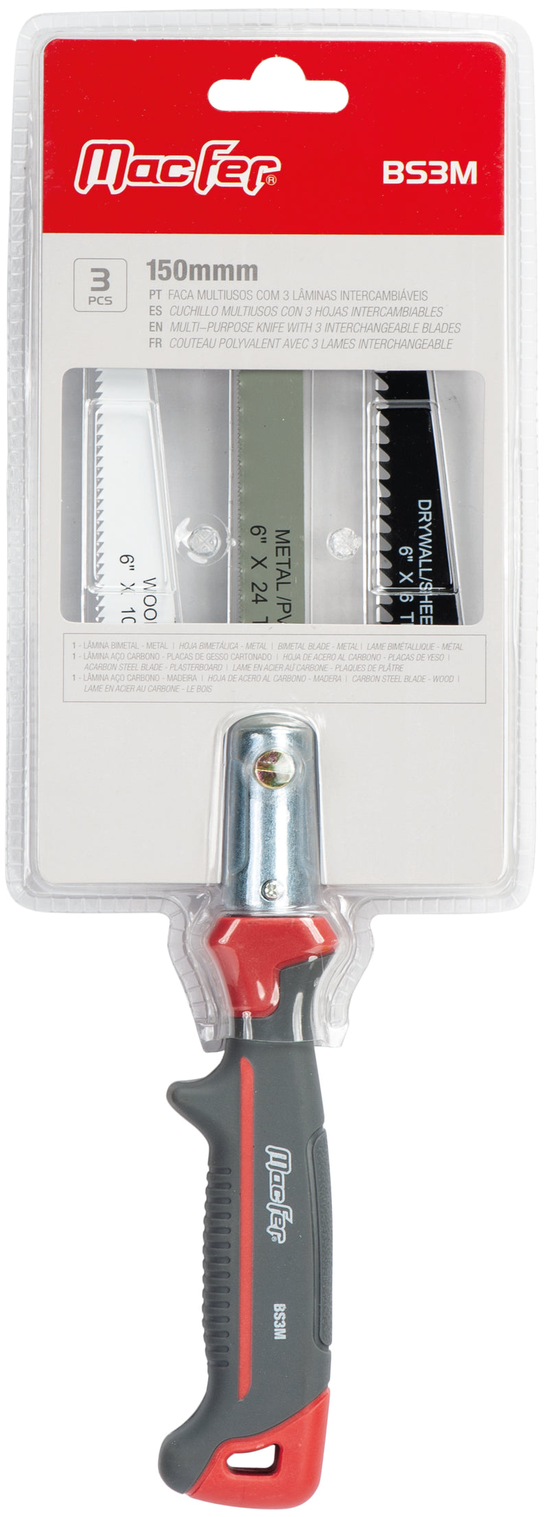 Cuchillo multiusos Macfer (BS3M) con 3 hojas intercambiables
