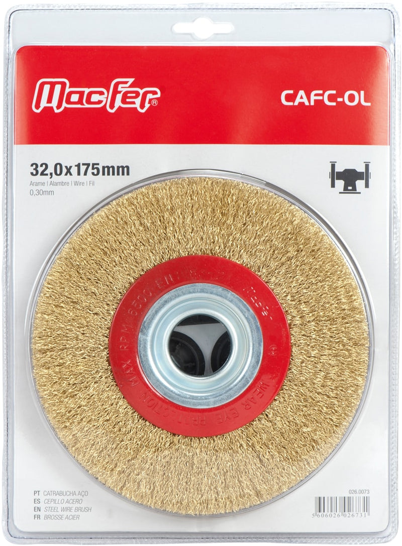 Steel Brush With Circular Hole, Brass-Plated Corrugated Wire (CAFC-OL-BL)