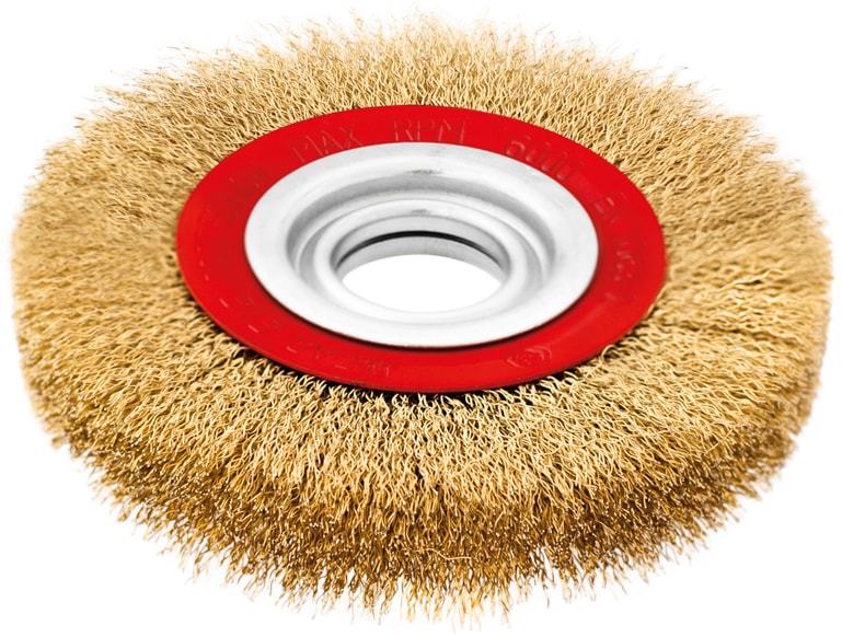 Steel Brush With Circular Hole, Brass-Plated Corrugated Wire (CAFC-OL)