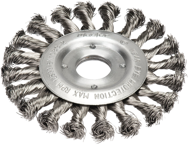 Cepillo de rueda de acero inoxidable con núcleo, alambre trenzado Macfer (CAFC-RI-BL)
