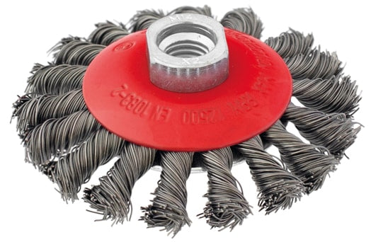 Cepillo de acero con hilo de alambre trenzado cónico (CARN-R-BL)