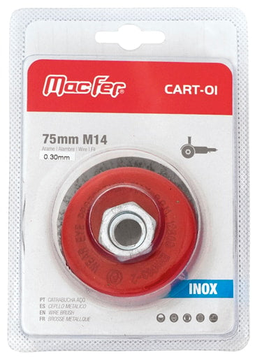 Catrabucha aço com rosca tipo taça arame ondulado inox (CART-OI-BL)