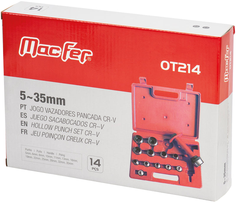 Juego de sacabocados huecos Macfer (OT214) de Cr-V