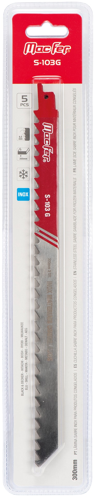 Hoja de sable de acero inoxidable para productos congelados (S-103G)