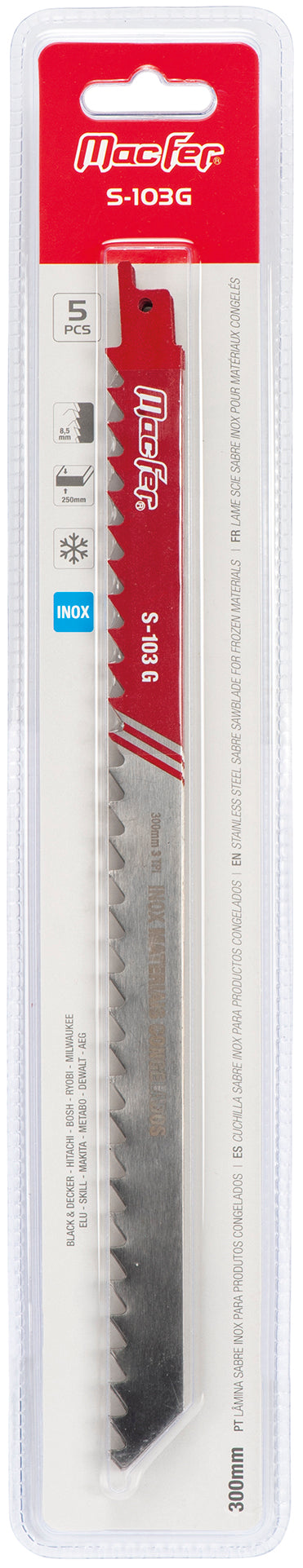 Macfer (S-103G) Stainless Steel Reciprocating Saw Blade for Frozen Food