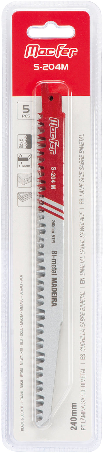 Hoja de sierra recíproca bimetálica Macfer (S-204M)