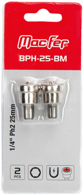 Macfer (BPh-25-BM) Phillips Hex Bit with Magnetic Stop