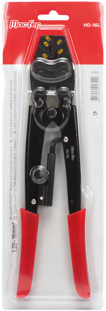 Macfer (HD-16L) Non-Insulated Electrical Terminal Crimping Pliers