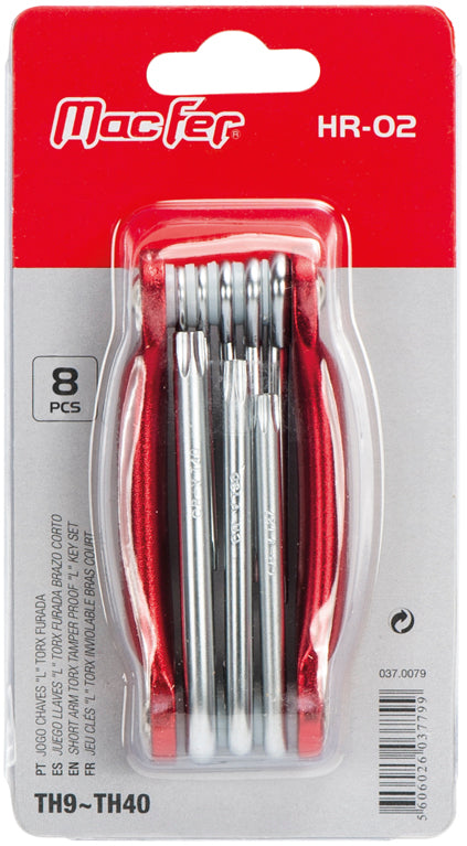 Jogo Chaves "L" Torx Furada Macfer (HR-02)