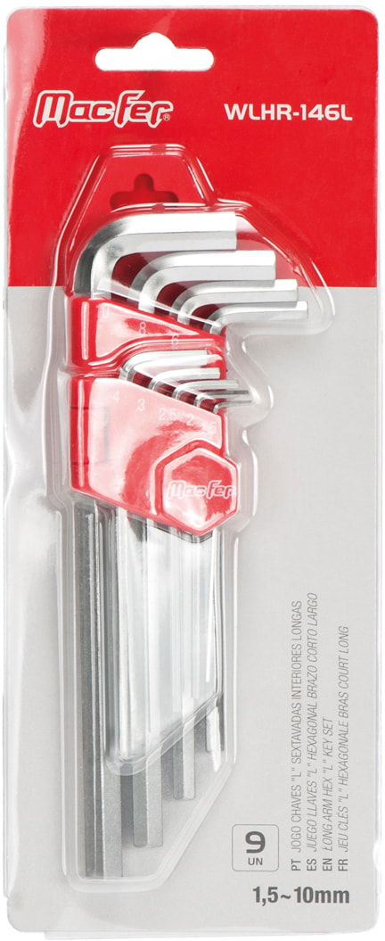 Set Of Long Internal Hexagonal "L" Wrenches (WLHR-146L)