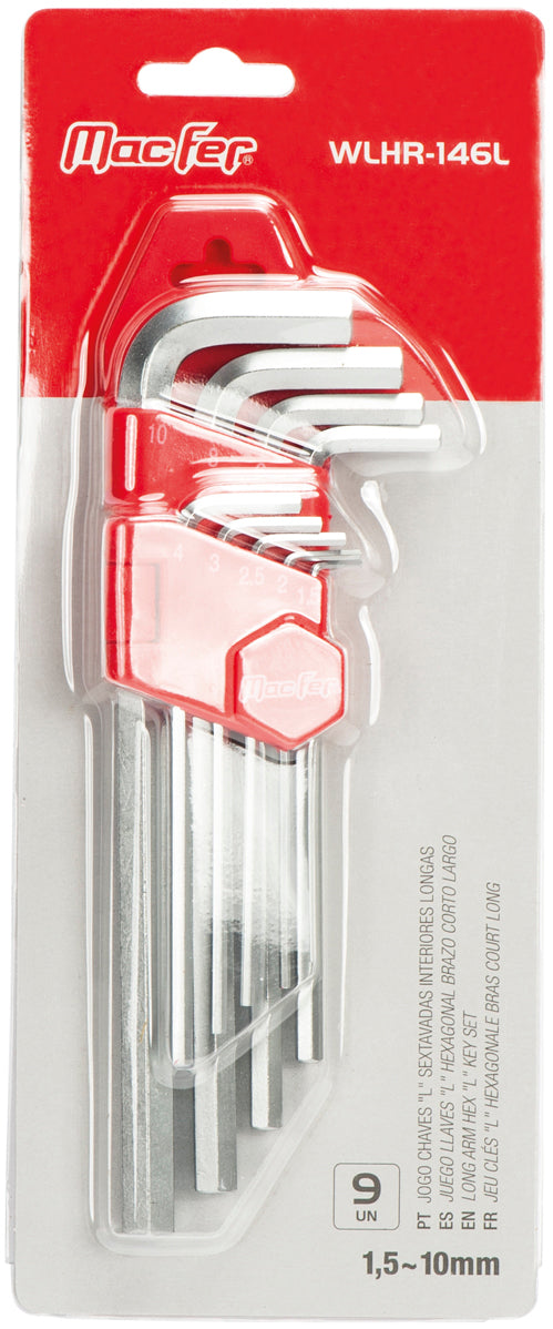 Juego de llaves Allen tipo "L" largas Macfer (WLHR-146L)