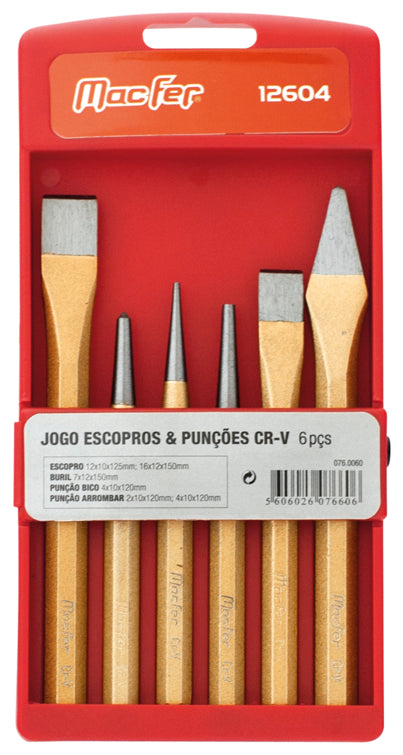 Jogo Escopros & Punções Cr-V Macfer (12604)