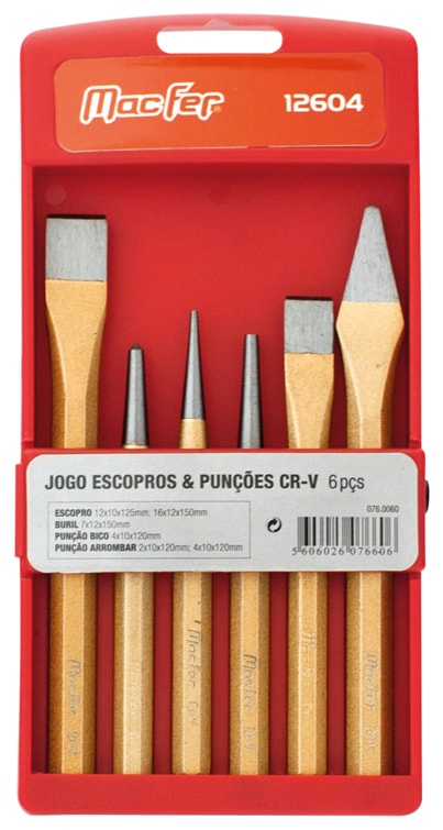Juego de cinceles y punzones Cr-V (12604)