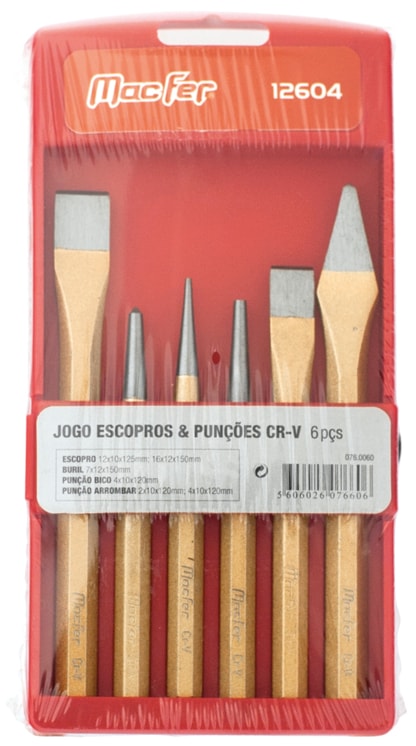 Juego de cinceles y punzones Cr-V (12604)