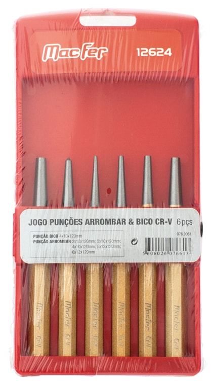 Juego de punzones para perforar agujeros y boquilla Cr-V (12624)